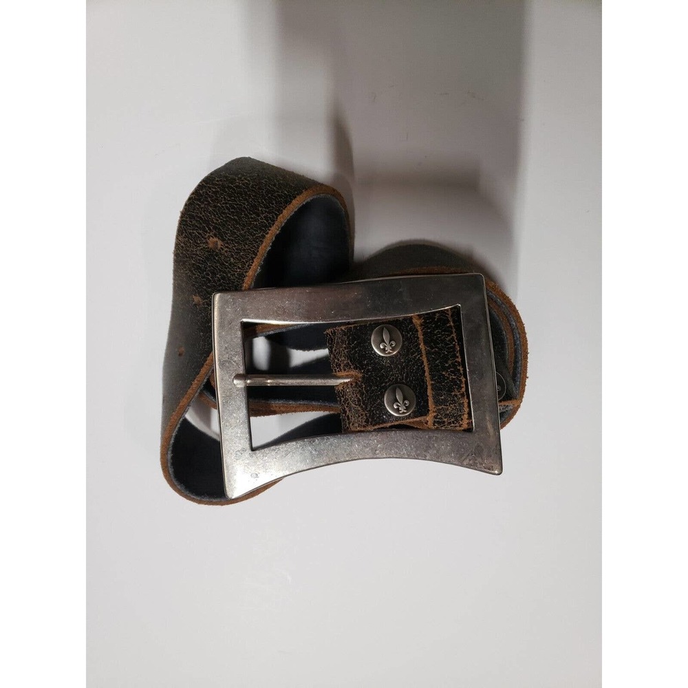 Howe Belt Mens 38 Brown Genuine Leather Adjustable Metal Pin Buckle Belt